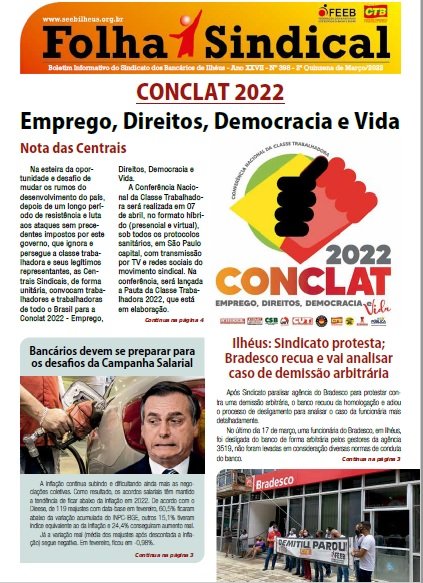Leia mais sobre o artigo Folha Sindical 398: CONCLAT 2022 – Emprego, Direitos, Democracia e Vida