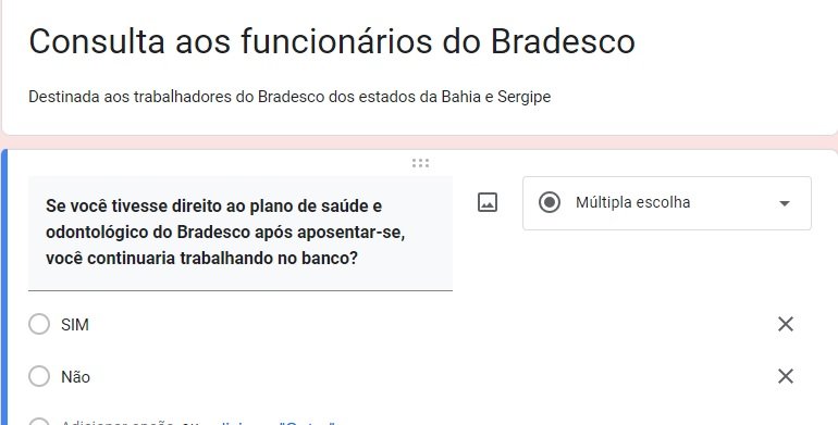 Leia mais sobre o artigo Pesquisa com os funcionários do Bradesco sobre plano de saúde e aposentadoria